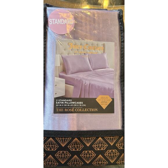 Juicy Couture Set Of 2 Standard Satin Pillowcases Lavendar Light Purple NIP - Picture 1 of 3